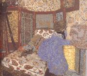 Edouard Vuillard Ms. wearing blue clothes and children oil painting artist